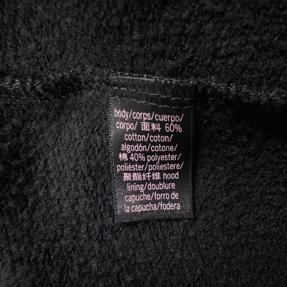 Seductive Slouch: Victoria's Secret Black Satin-Lined Cropped V-Neck Hoodie - XL - Picture 10 of 12